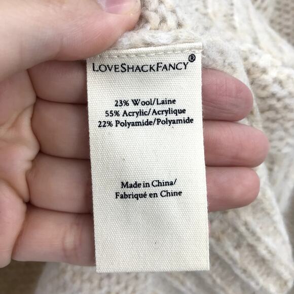 LoveShackFancy Roosevelt Pullover Sweater M Long Sleeve Cozy Knit Wool Blend - Picture 5 of 8